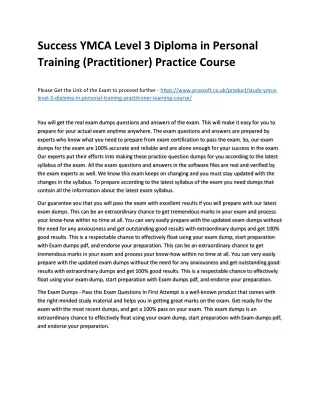 success ymca level 3 diploma in personal training