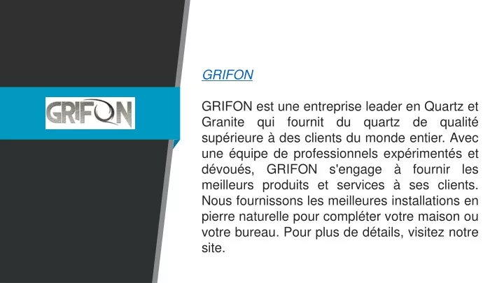 grifon grifon est une entreprise leader en quartz