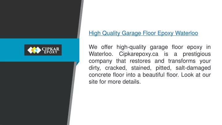 high quality garage floor epoxy waterloo we offer