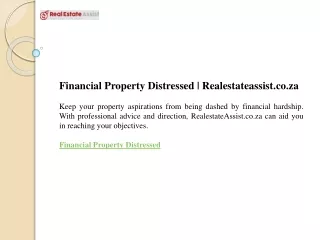 Financial Property Distressed  Realestateassist.co.za