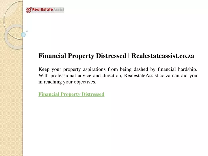 financial property distressed realestateassist