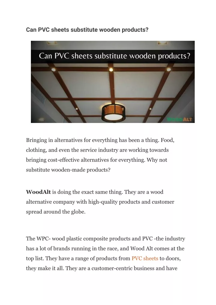can pvc sheets substitute wooden products