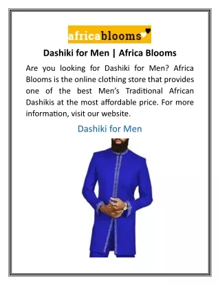 Dashiki for Men  Africa Blooms