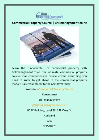 Commercial Property Course  Brillmanagement.co.nz