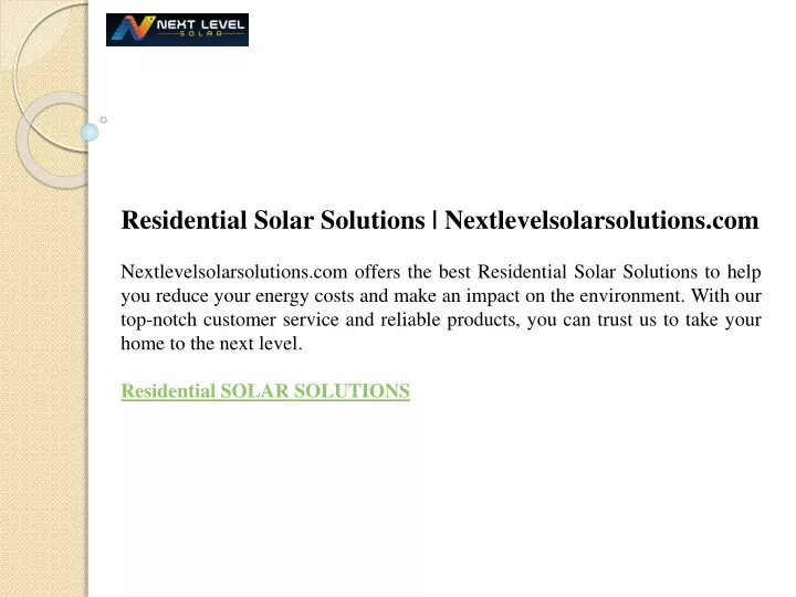 residential solar solutions