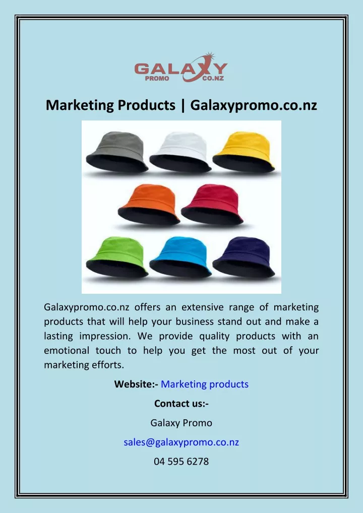 marketing products galaxypromo co nz