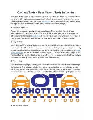 oxshott taxis best airport taxis in london