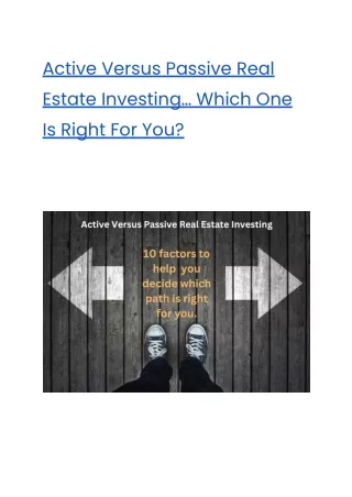 active vs passive real estate investing