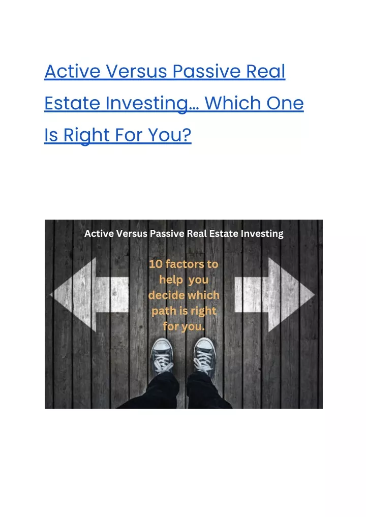 active versus passive real estate investing which