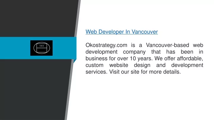 web developer in vancouver okostrategy