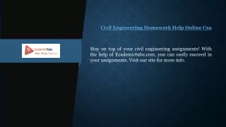 Civil Engineering Homework Help Online Usa Ecademictube