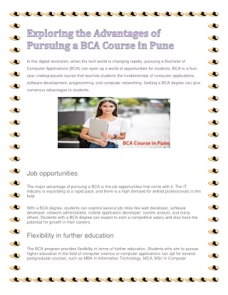 Exploring the Advantages of Pursuing a BCA Course in Pune