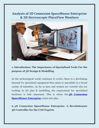 Analysis of 3D Connexion SpaceMouse Enterprise & 3D Stereoscopic PluraView Monitors