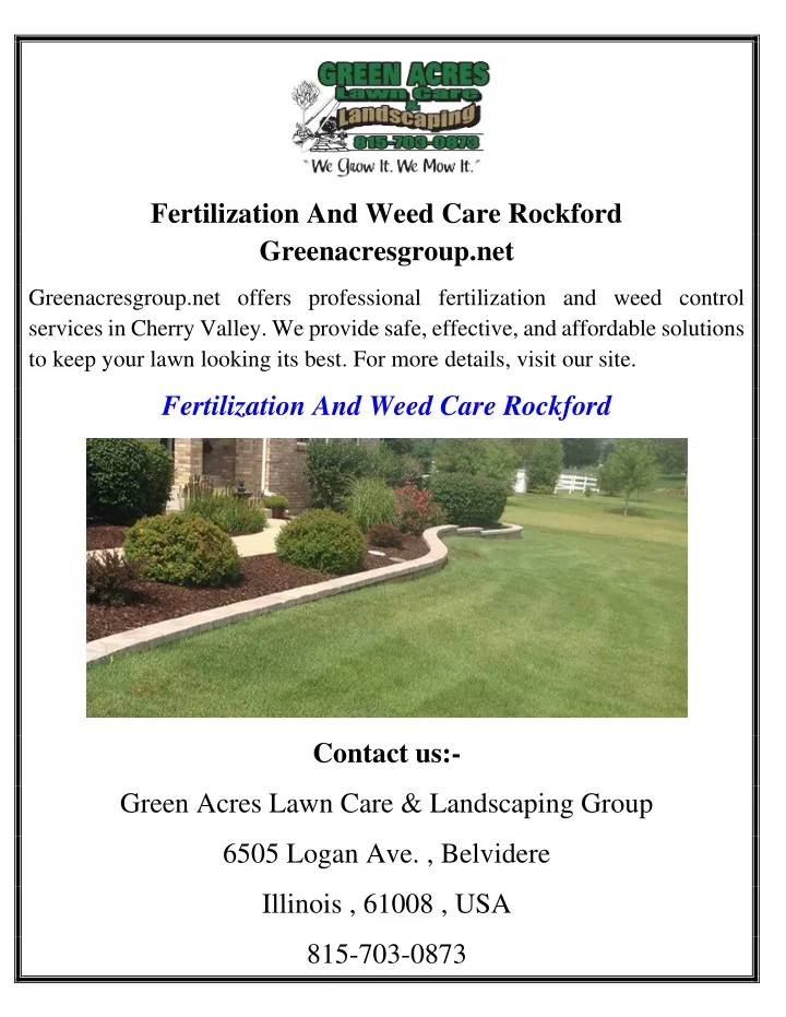 fertilization and weed care rockford