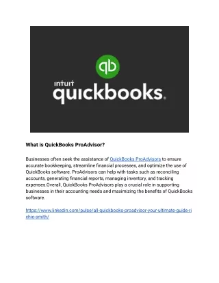 what is quickbooks proadvisor