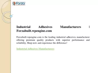 Industrial Adhesives Manufacturers  Forzabuilt.wpengine.com