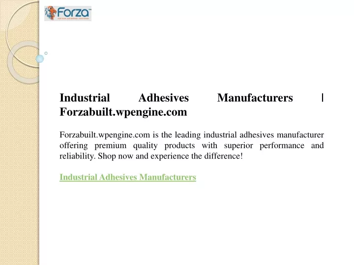 industrial adhesives manufacturers forzabuilt