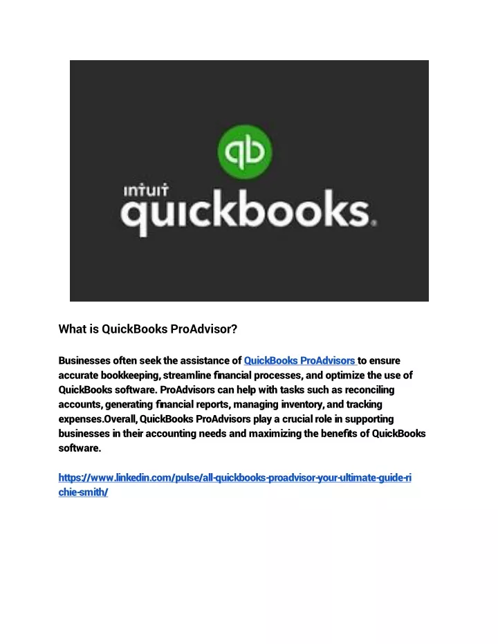 what is quickbooks proadvisor businesses often