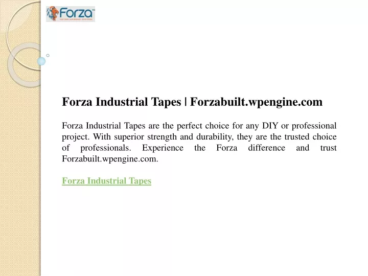 forza industrial tapes forzabuilt wpengine