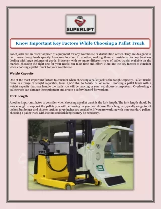 know important key factors while choosing