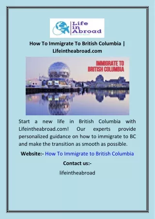 How To Immigrate To British Columbia  Lifeintheabroad