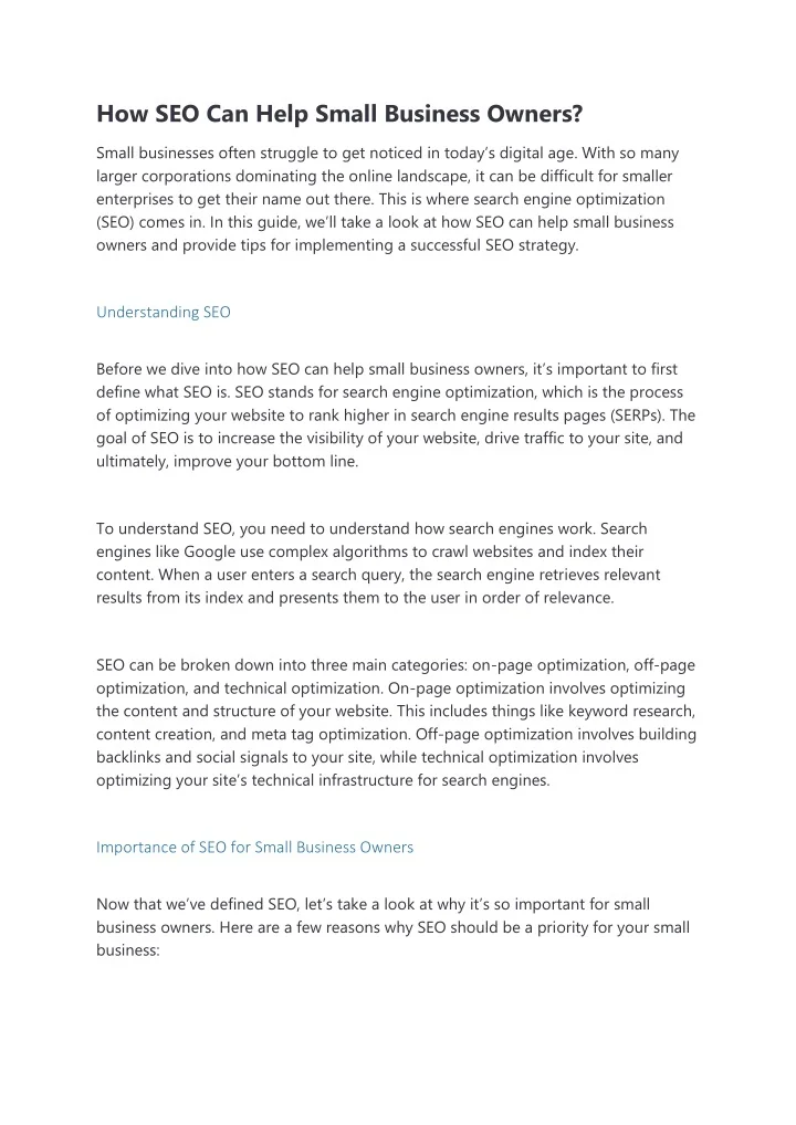 PPT - How SEO Can Help Small Business Owners PowerPoint Presentation ...