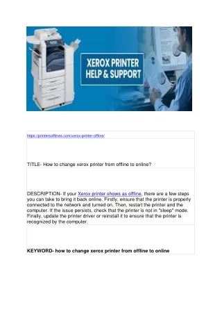 https printersofflines com xerox printer offline