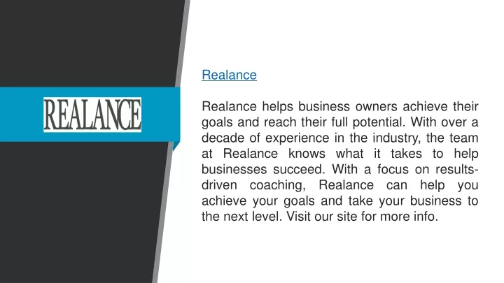 realance realance helps business owners achieve