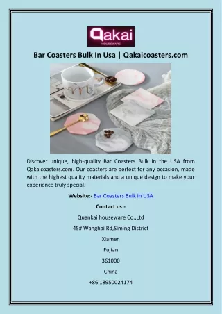 Bar Coasters Bulk In Usa  Qakaicoasters