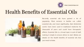 AU Naturale Spa and Wellness -Health Benefits of Essential Oils