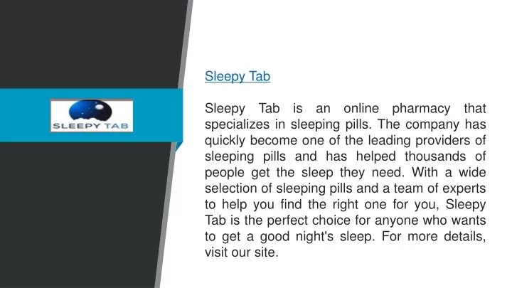 sleepy tab sleepy tab is an online pharmacy that