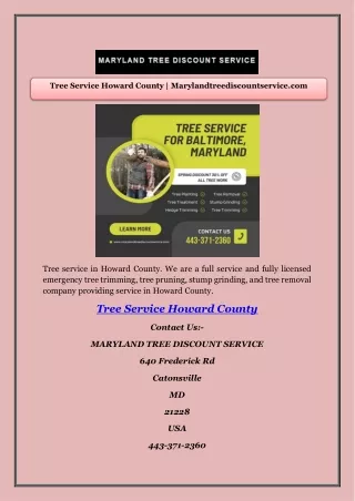 Tree Service Howard County | Marylandtreediscountservice.com
