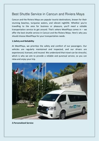 Best Shuttle Service in Cancun and Riviera Maya