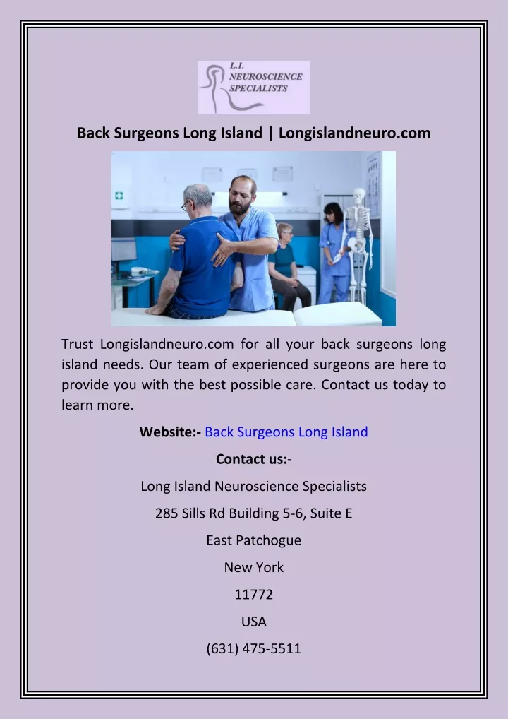 back surgeons long island longislandneuro com