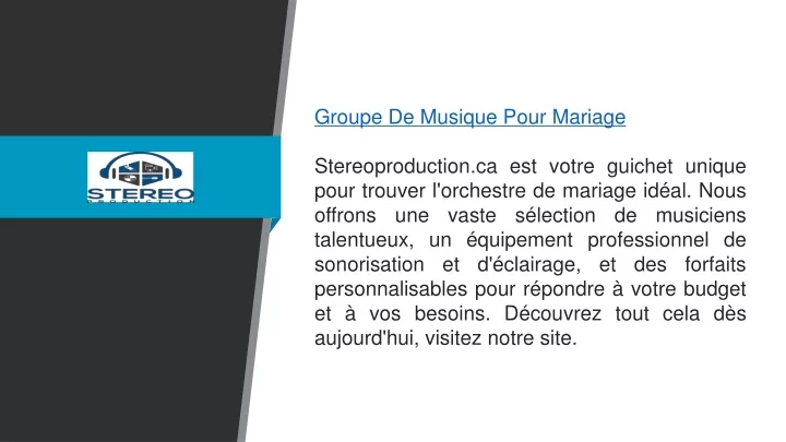 groupe de musique pour mariage stereoproduction