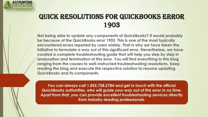 quick resolutions for quickbooks error 1903