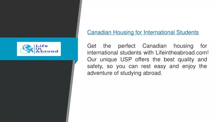 canadian housing for international students