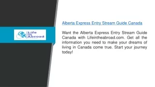 Alberta Express Entry Stream Guide Canada Lifeintheabroad.com