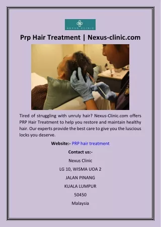 Prp Hair Treatment  Nexus-clinic