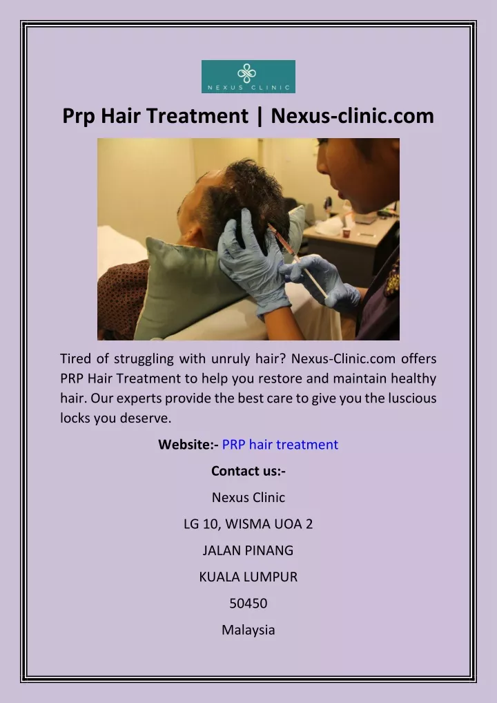 prp hair treatment nexus clinic com