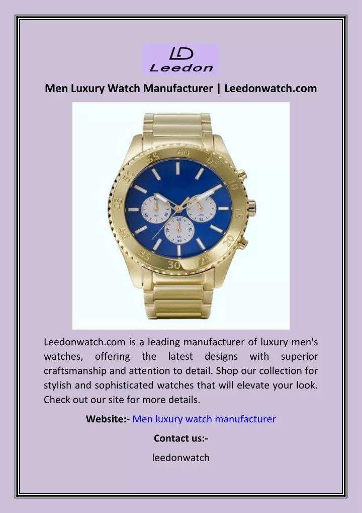 men luxury watch manufacturer leedonwatch com