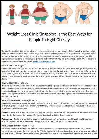 Weight Loss Clinic Singapore is the Best Ways for People to Fight Obesity