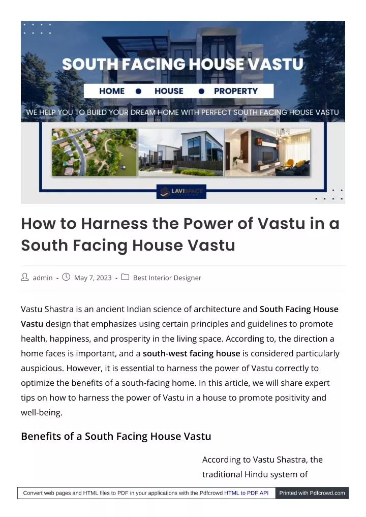 how to harness the power of vastu in a south