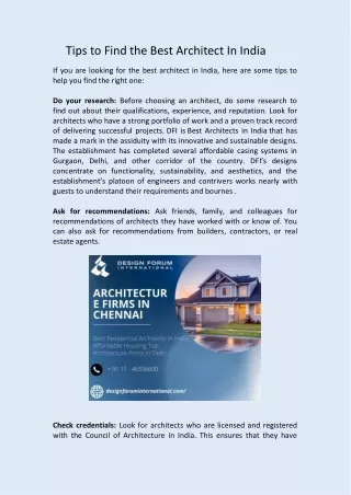 tips to find the best architect in india