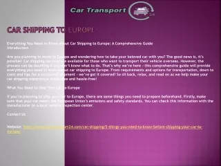 car shipping to europe