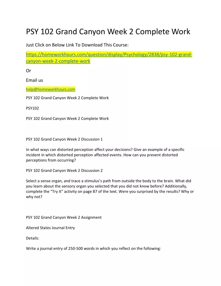 psy 102 grand canyon week 2 complete work