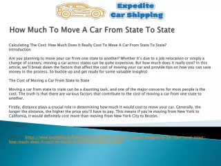 how much to move a car from state to state