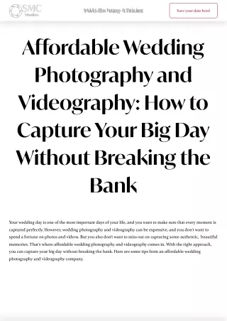Affordable Wedding Photography - CapturingYour Big Day Without Breaking the Bank