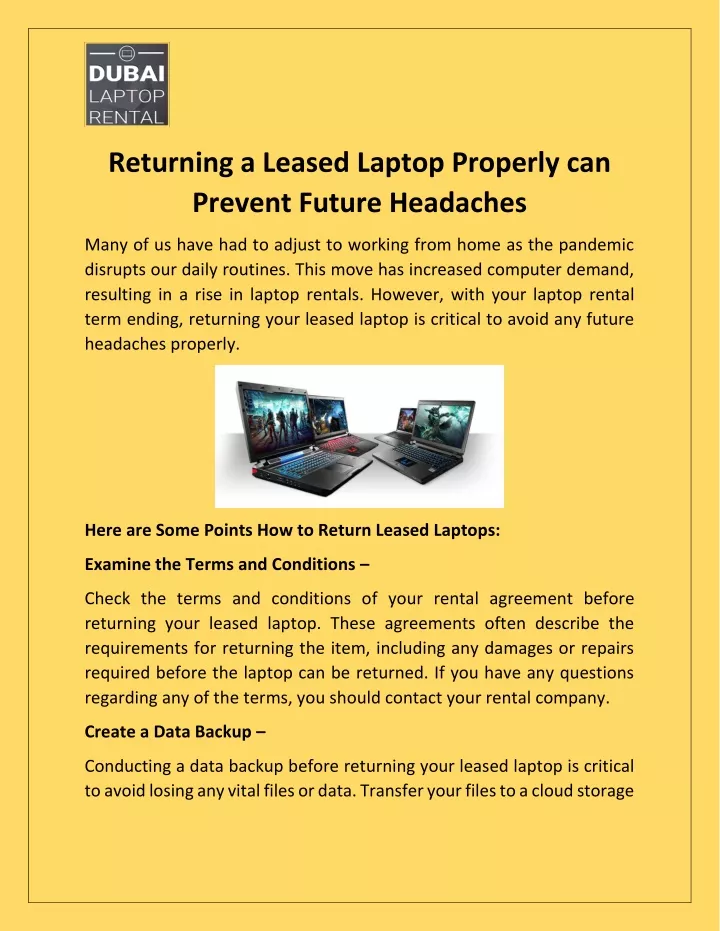 returning a leased laptop properly can prevent