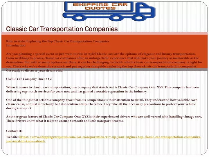 classic car transportation companies